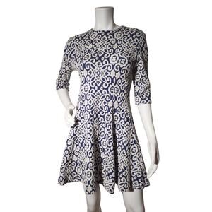 Zara Woman Mini Dress – Blue White Jacquard – Size S
